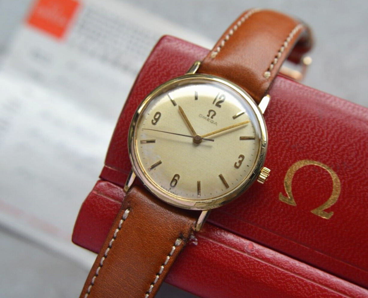 14/07/1964 Vintage Omega Fullset Gold Leather Men's Mechanical Dress Watch