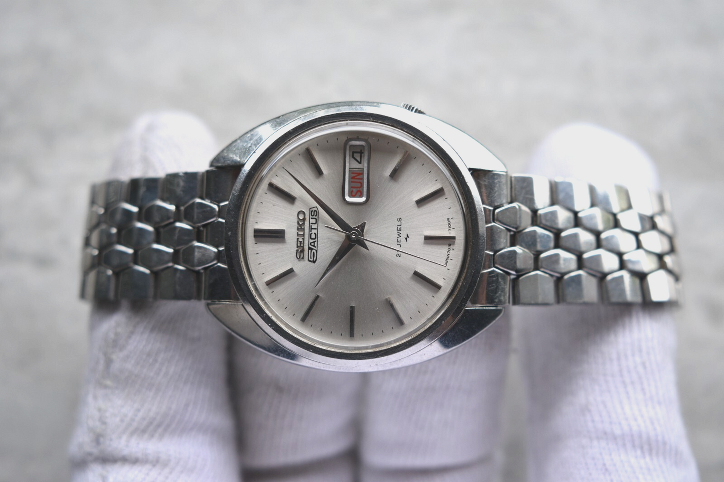 November 1970 Vintage Seiko Actus Kanji Automatic Bracelet Silver Sunburst Watch