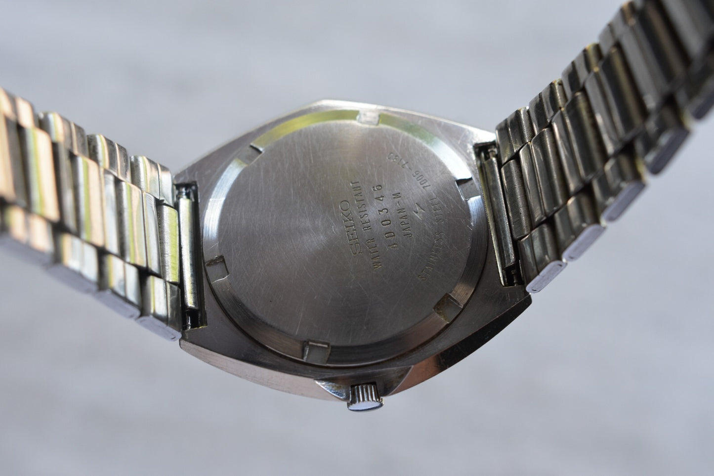 December 1974 Rare Vintage Seiko 7006 Automatic Bracelet Silver Sunburst Watch