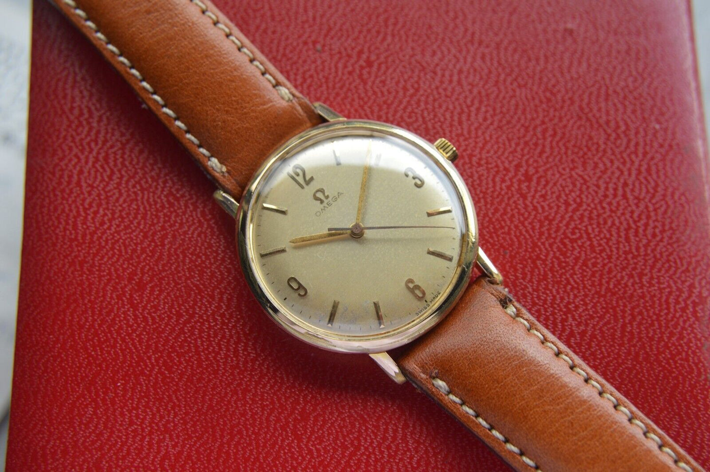 14/07/1964 Vintage Omega Fullset Gold Leather Men's Mechanical Dress Watch