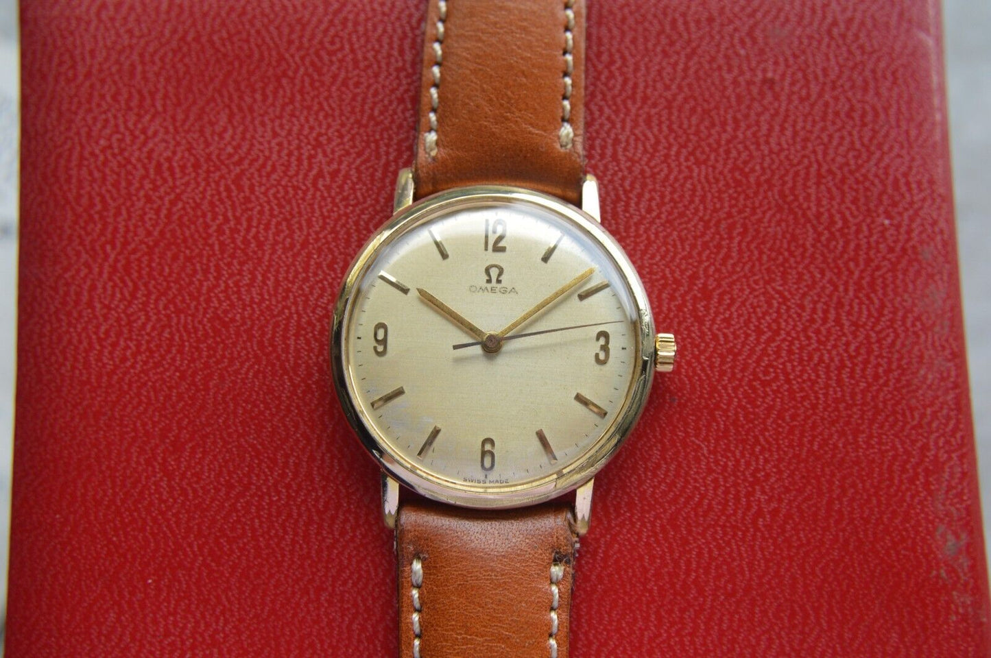14/07/1964 Vintage Omega Fullset Gold Leather Men's Mechanical Dress Watch