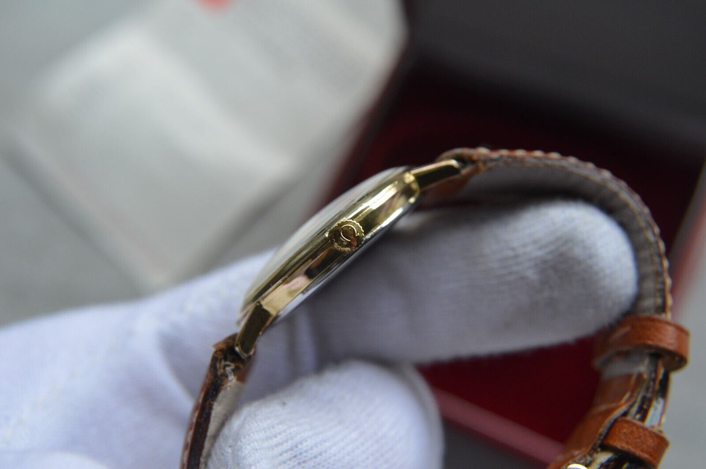 14/07/1964 Vintage Omega Fullset Gold Leather Men's Mechanical Dress Watch