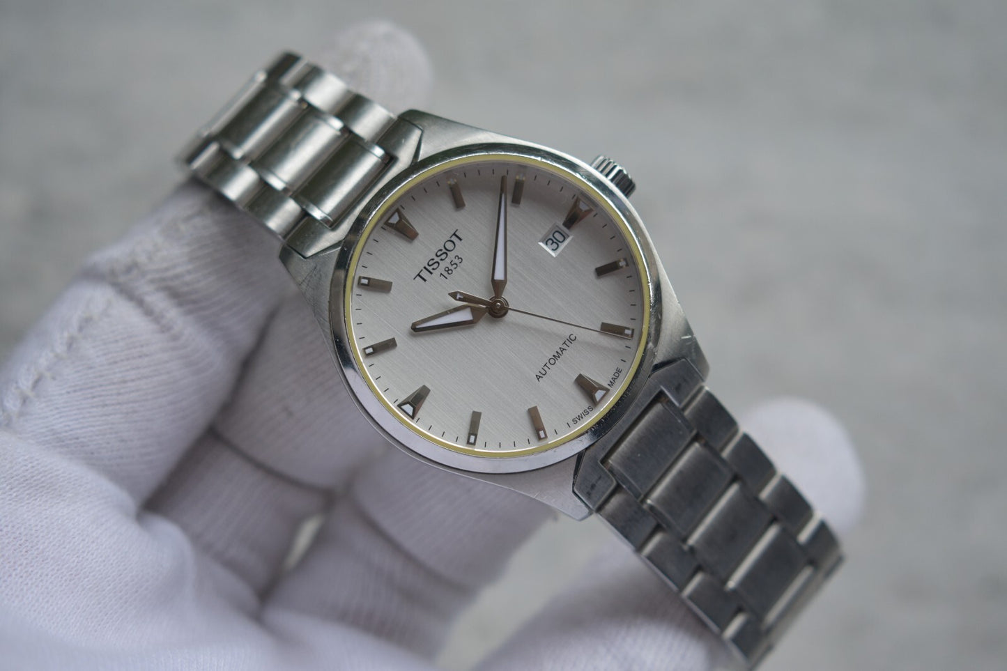 Tissot Grey Dial Automatic Men's Steel Bracelet Watch Display Caseback