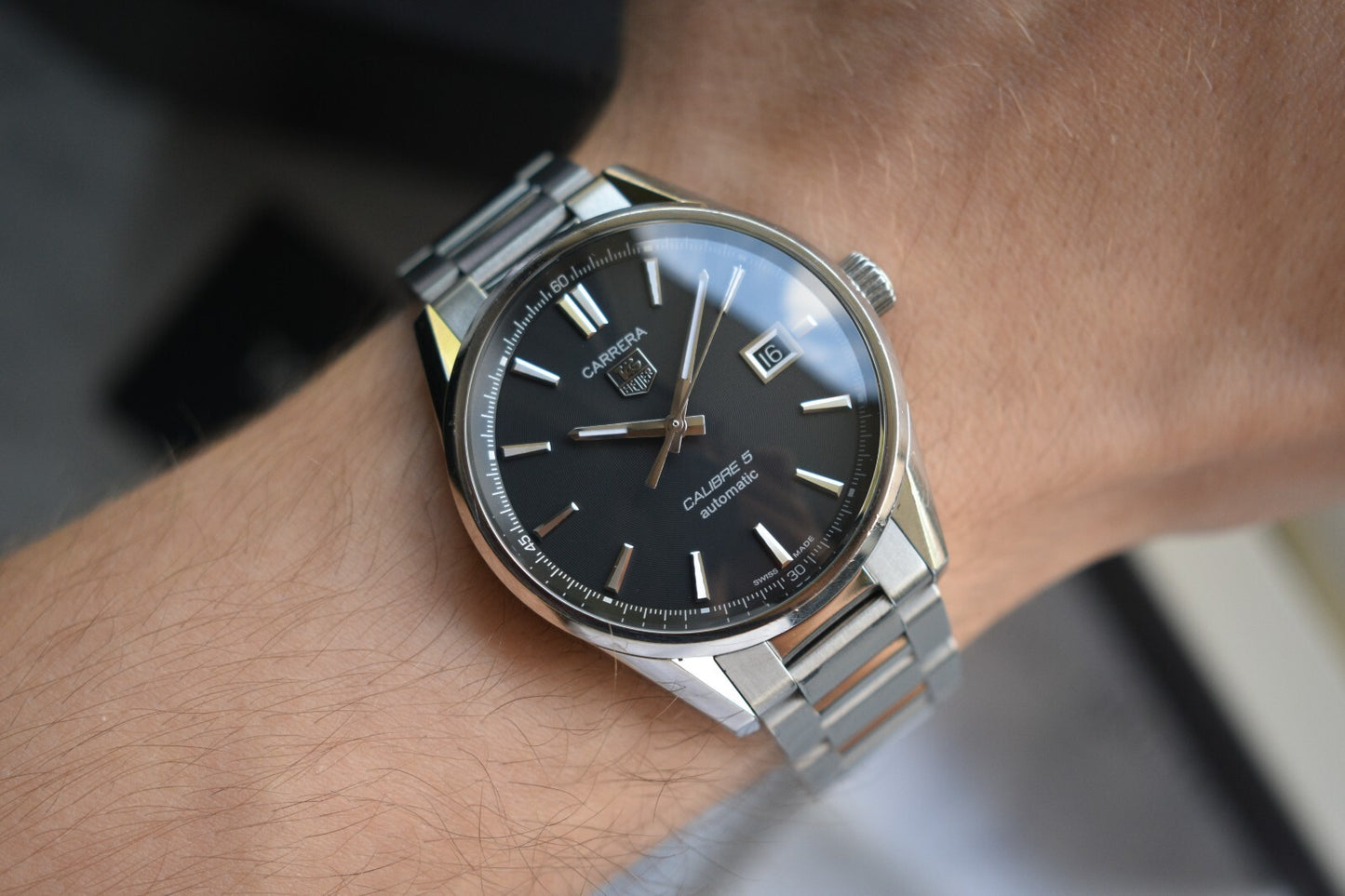 Tag Heuer Carrera Calibre 5 Men's Black Dial Automatic Bracelet Watch WAR211A