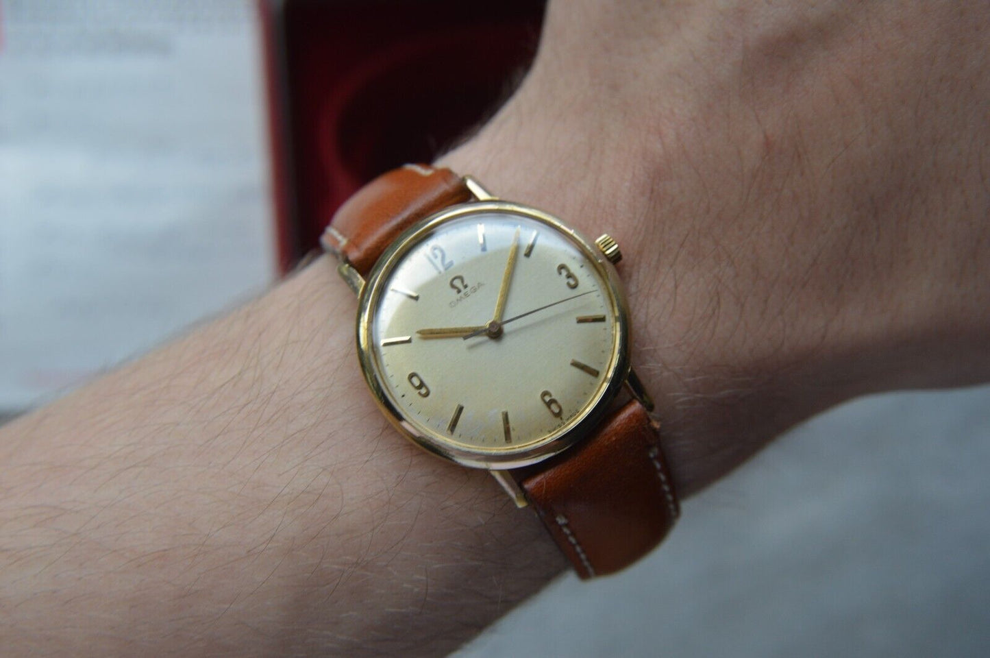 14/07/1964 Vintage Omega Fullset Gold Leather Men's Mechanical Dress Watch