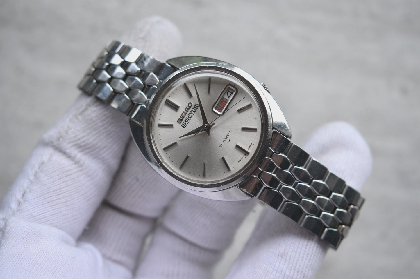 November 1970 Vintage Seiko Actus Kanji Automatic Bracelet Silver Sunburst Watch