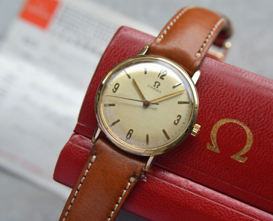 14/07/1964 Vintage Omega Fullset Gold Leather Men's Mechanical Dress Watch