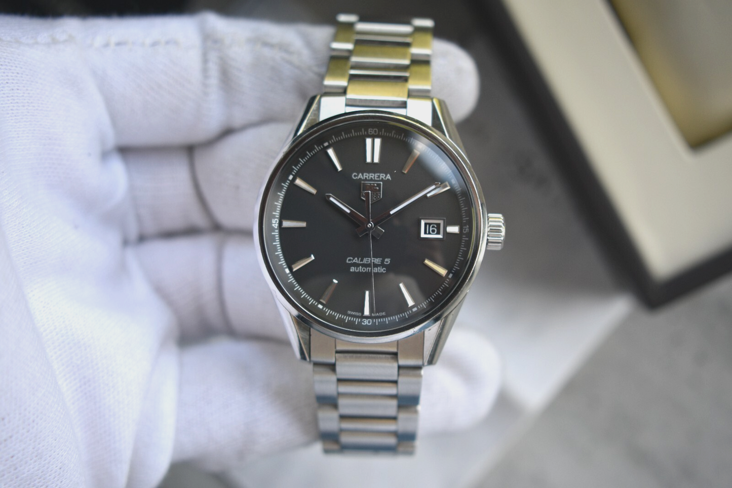 Tag Heuer Carrera Calibre 5 Men's Black Dial Automatic Bracelet Watch WAR211A