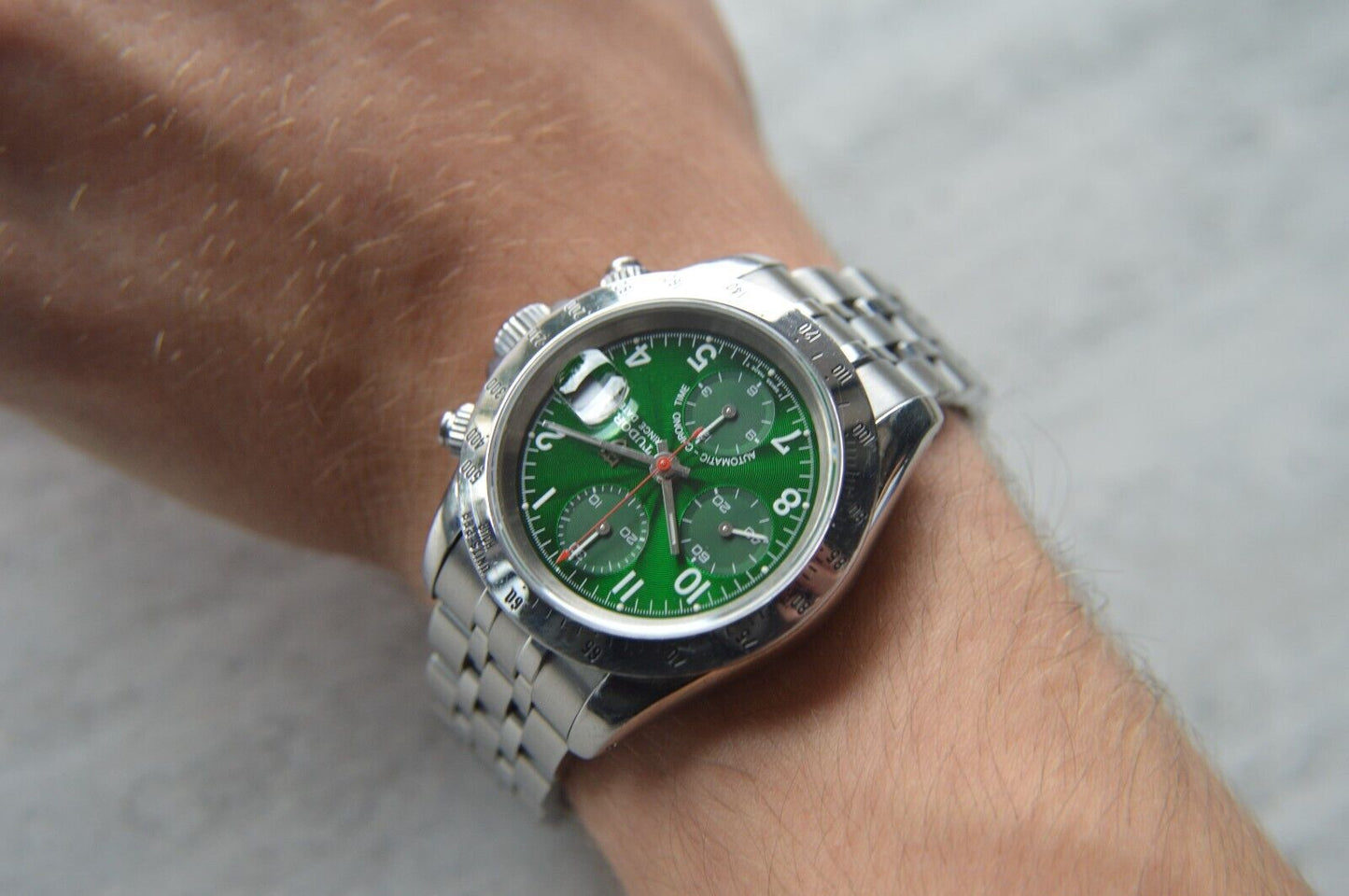 1997 Tudor Prince Date Automatic Chronograph Green Boxed Daytona Style  72980