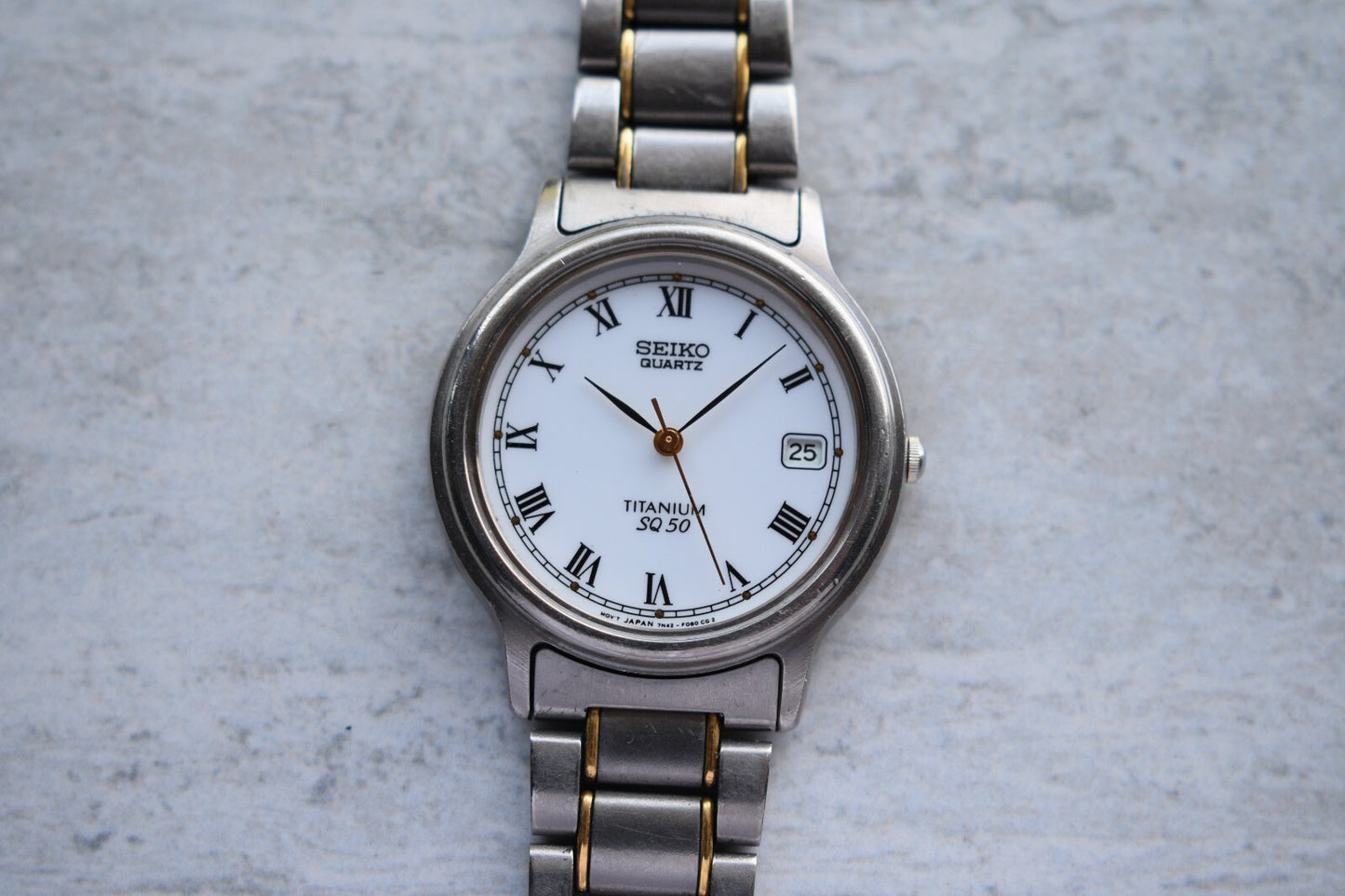 October 1990 Seiko Titanium Two Tone Day Date Men's Bracelet Rare Watch