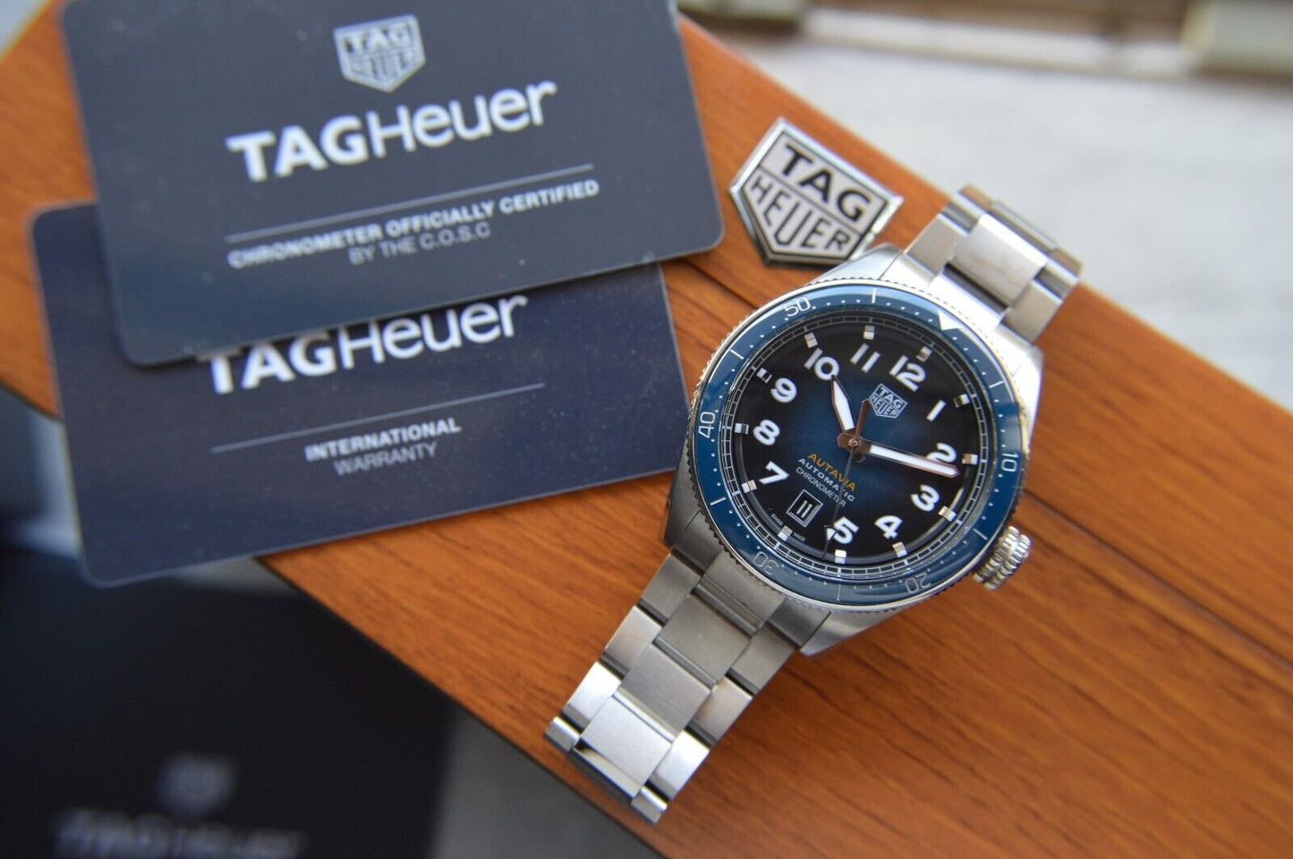 Tag Heuer Autavia Automatic Fullset 42mm Steel Blue Men's Dive Watch WBE5116