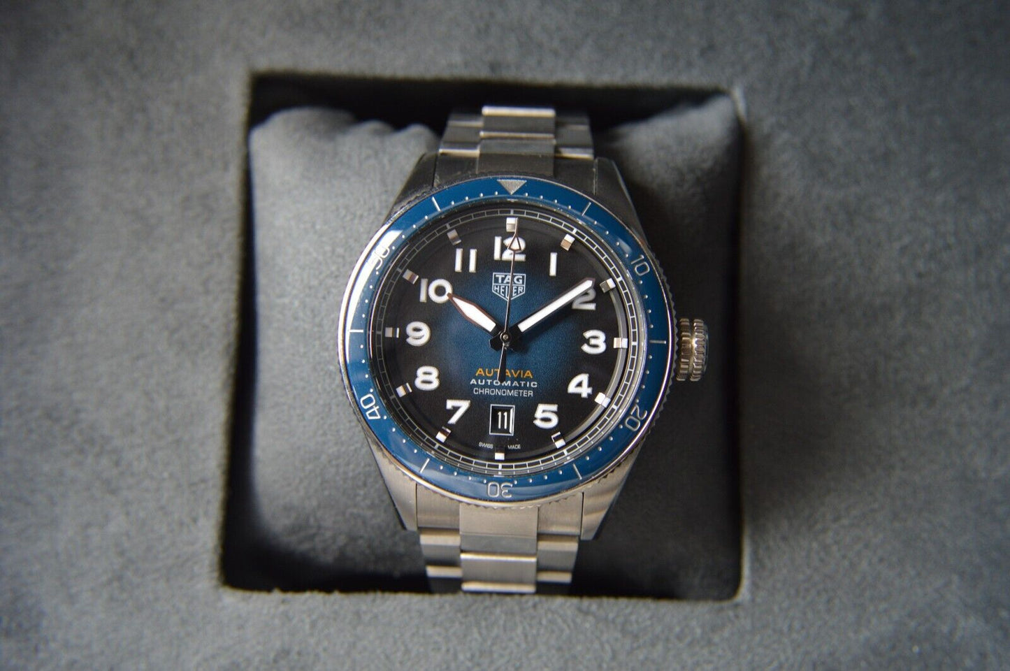 Tag Heuer Autavia Automatic Fullset 42mm Steel Blue Men's Dive Watch WBE5116