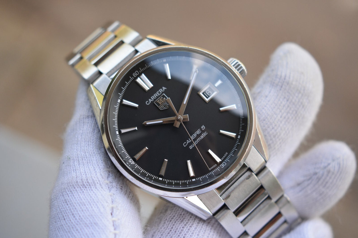 Tag Heuer Carrera Calibre 5 Men's Black Dial Automatic Bracelet Watch WAR211A