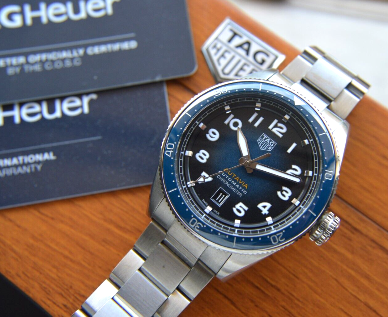 Tag Heuer Autavia Automatic Fullset 42mm Steel Blue Men's Dive Watch WBE5116