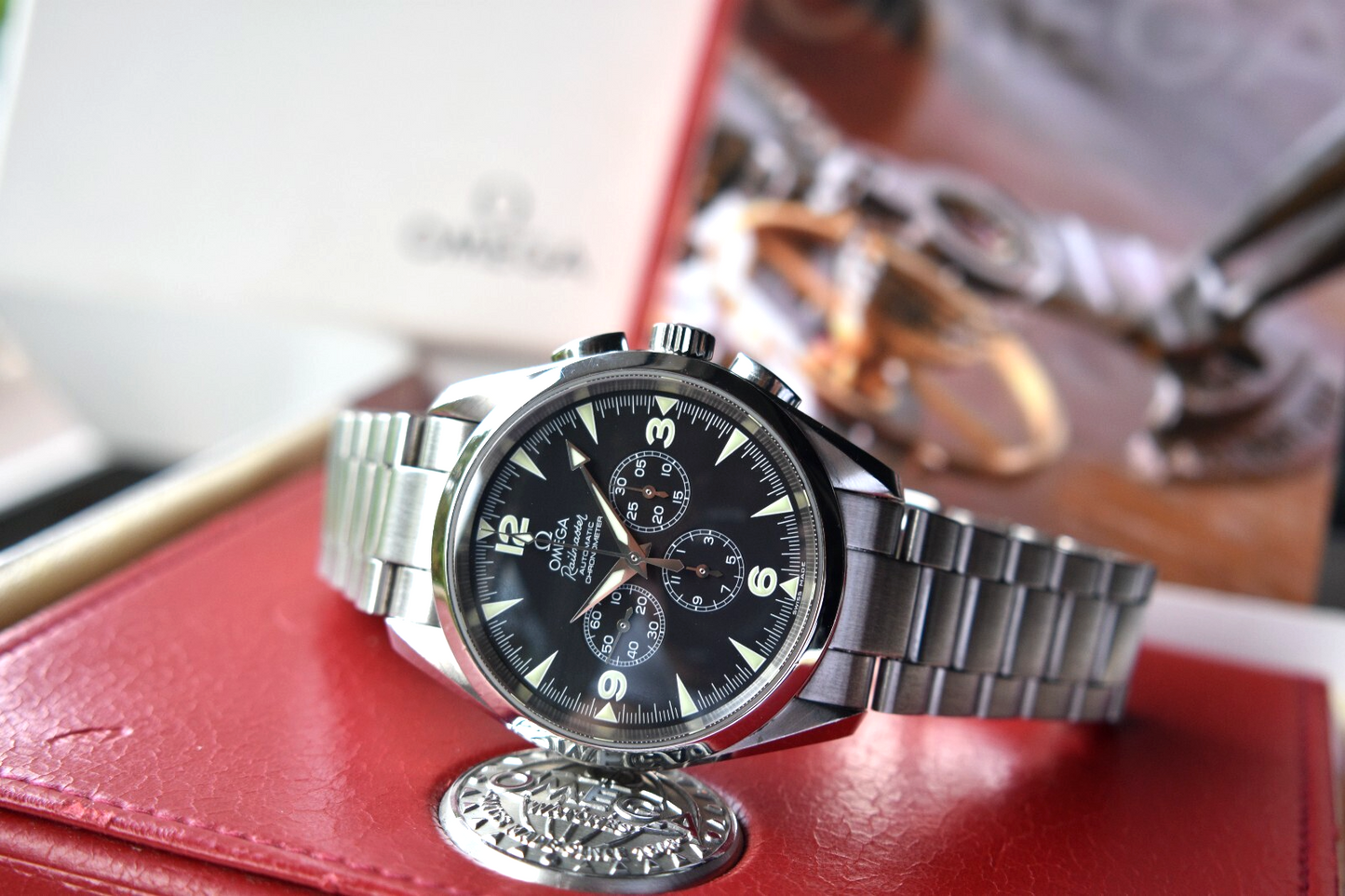 Omega Seamaster Railmaster Chronograph Automatic 42mm Aqua Terra Watch Boxed