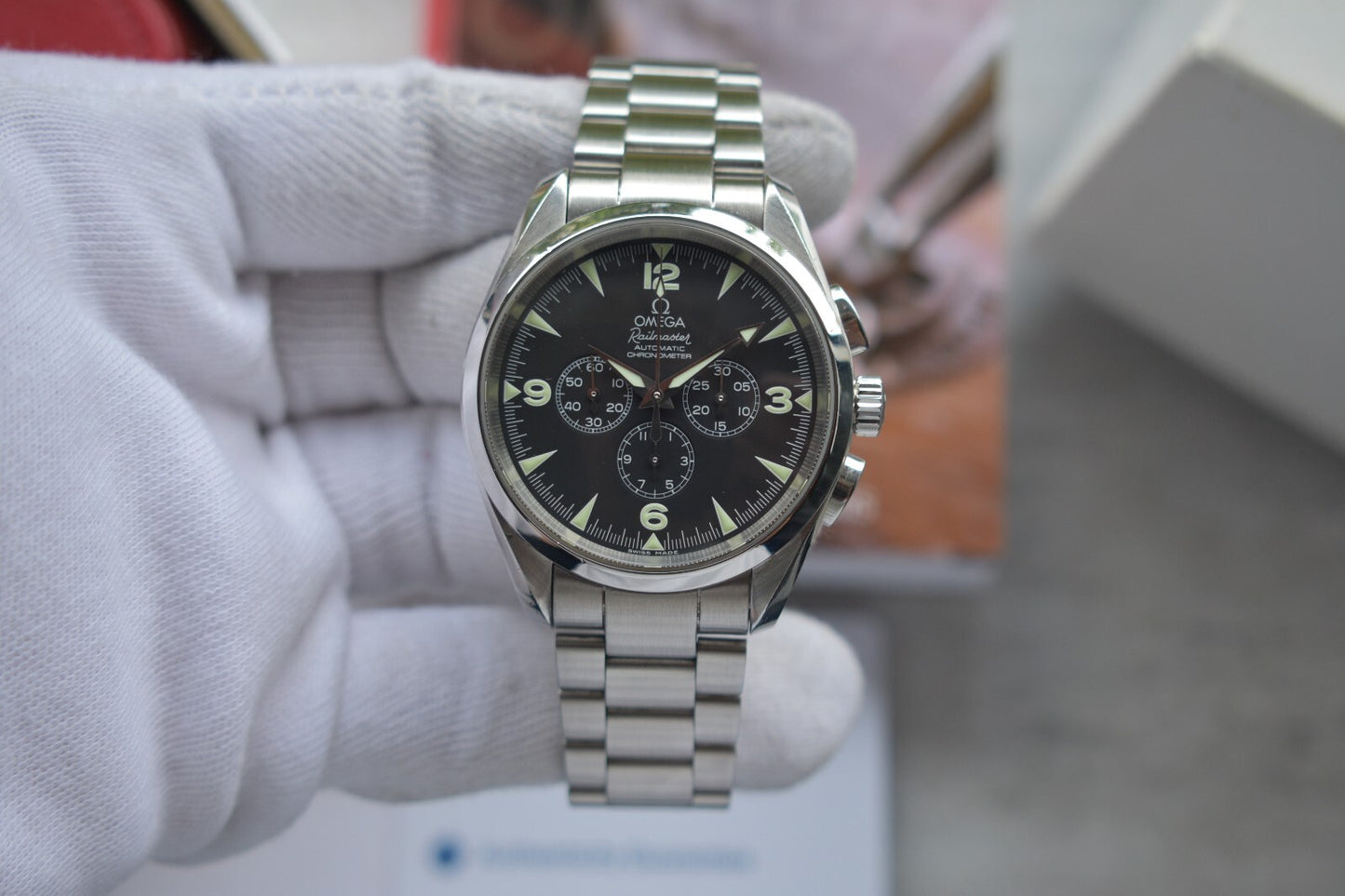 Omega Seamaster Railmaster Chronograph Automatic 42mm Aqua Terra Watch Boxed