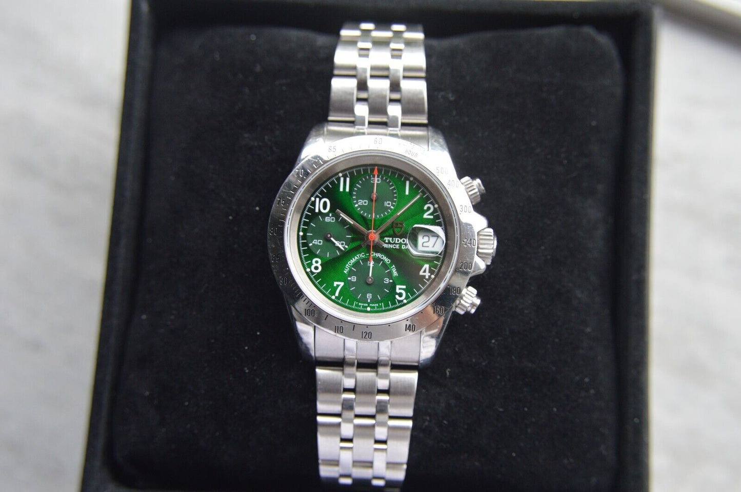 1997 Tudor Prince Date Automatic Chronograph Green Boxed Daytona Style  72980