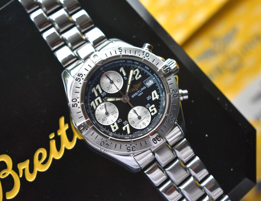 Fullset Breitling Colt Automatic Chronograph Men's Black Dial Bracelet Watch