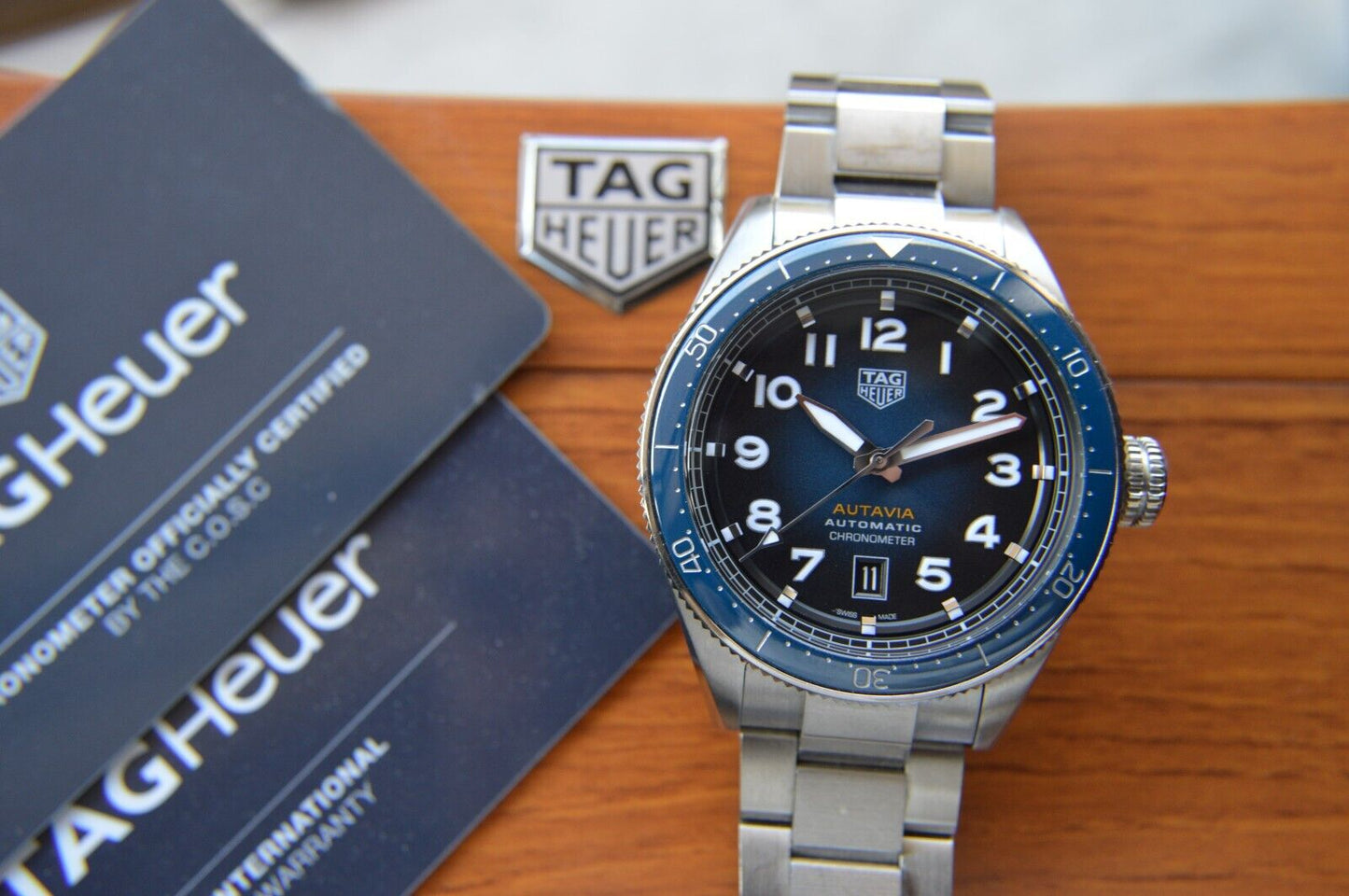 Tag Heuer Autavia Automatic Fullset 42mm Steel Blue Men's Dive Watch WBE5116