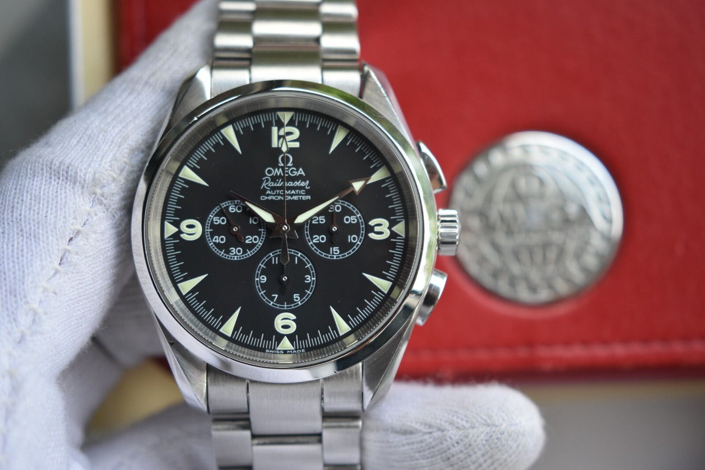 Omega Seamaster Railmaster Chronograph Automatic 42mm Aqua Terra Watch Boxed