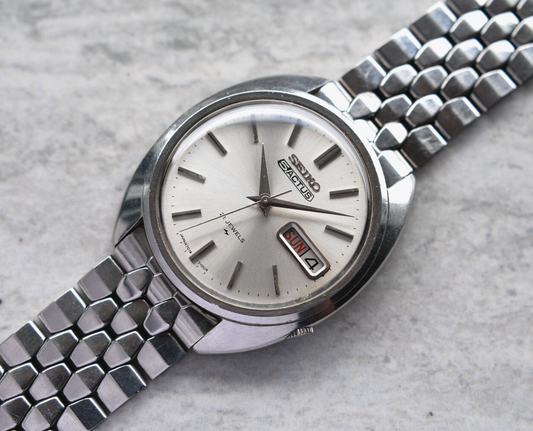 November 1970 Vintage Seiko Actus Kanji Automatic Bracelet Silver Sunburst Watch