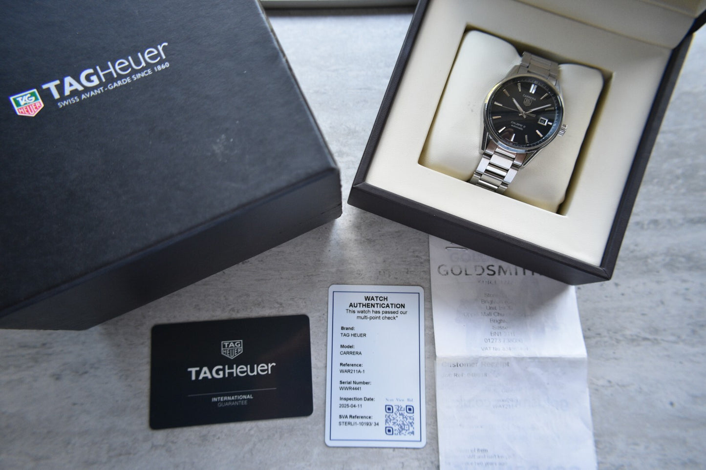 Tag Heuer Carrera Calibre 5 Men's Black Dial Automatic Bracelet Watch WAR211A