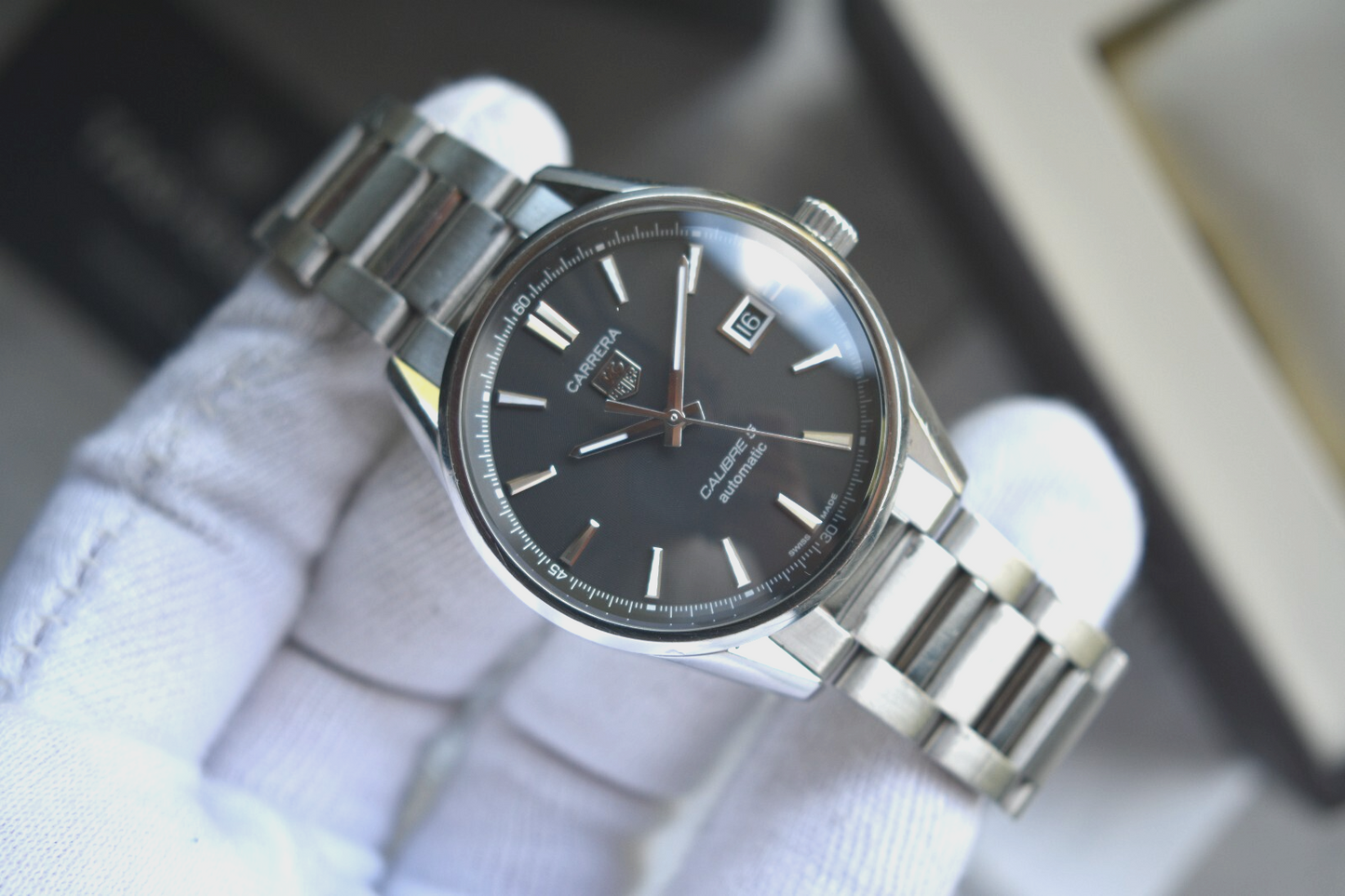 Tag Heuer Carrera Calibre 5 Men's Black Dial Automatic Bracelet Watch WAR211A
