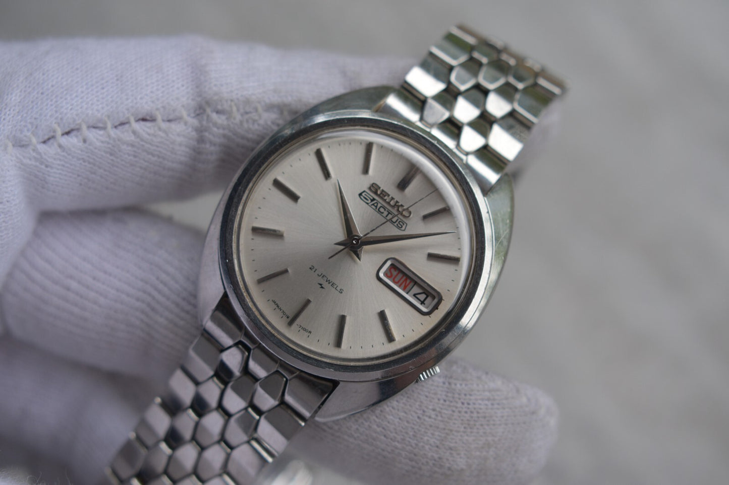 November 1970 Vintage Seiko Actus Kanji Automatic Bracelet Silver Sunburst Watch