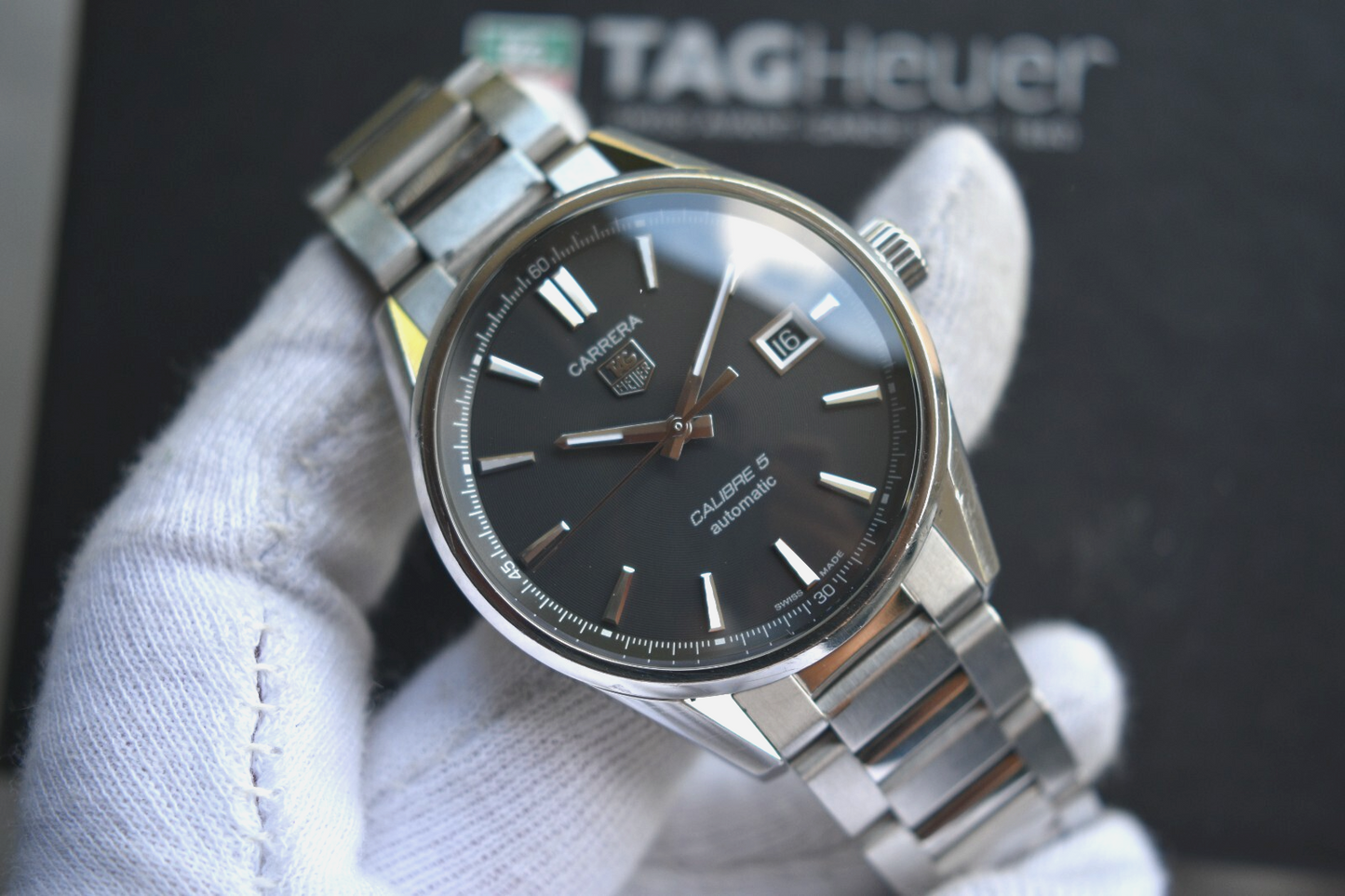 Tag Heuer Carrera Calibre 5 Men's Black Dial Automatic Bracelet Watch WAR211A