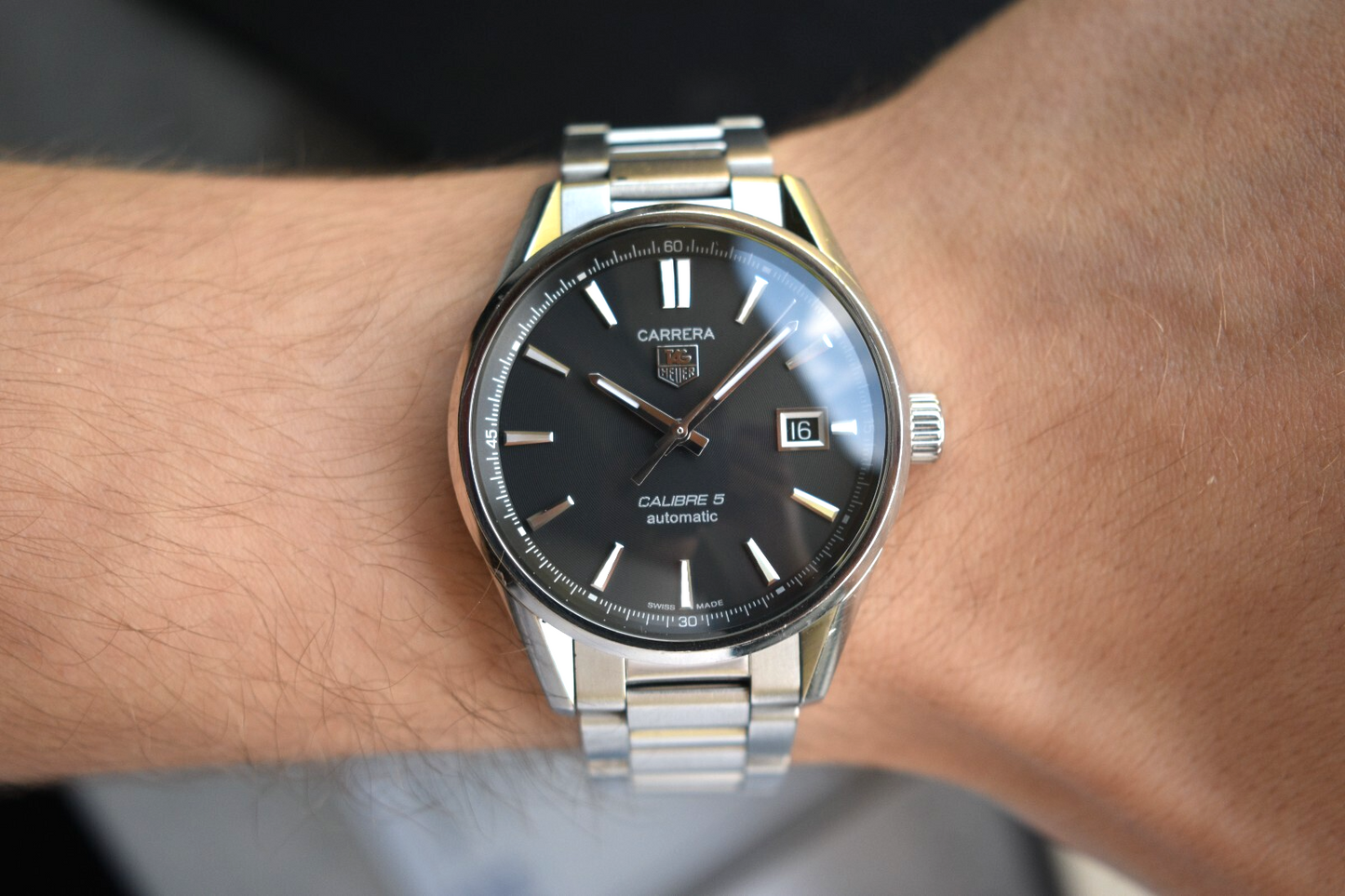 Tag Heuer Carrera Calibre 5 Men's Black Dial Automatic Bracelet Watch WAR211A
