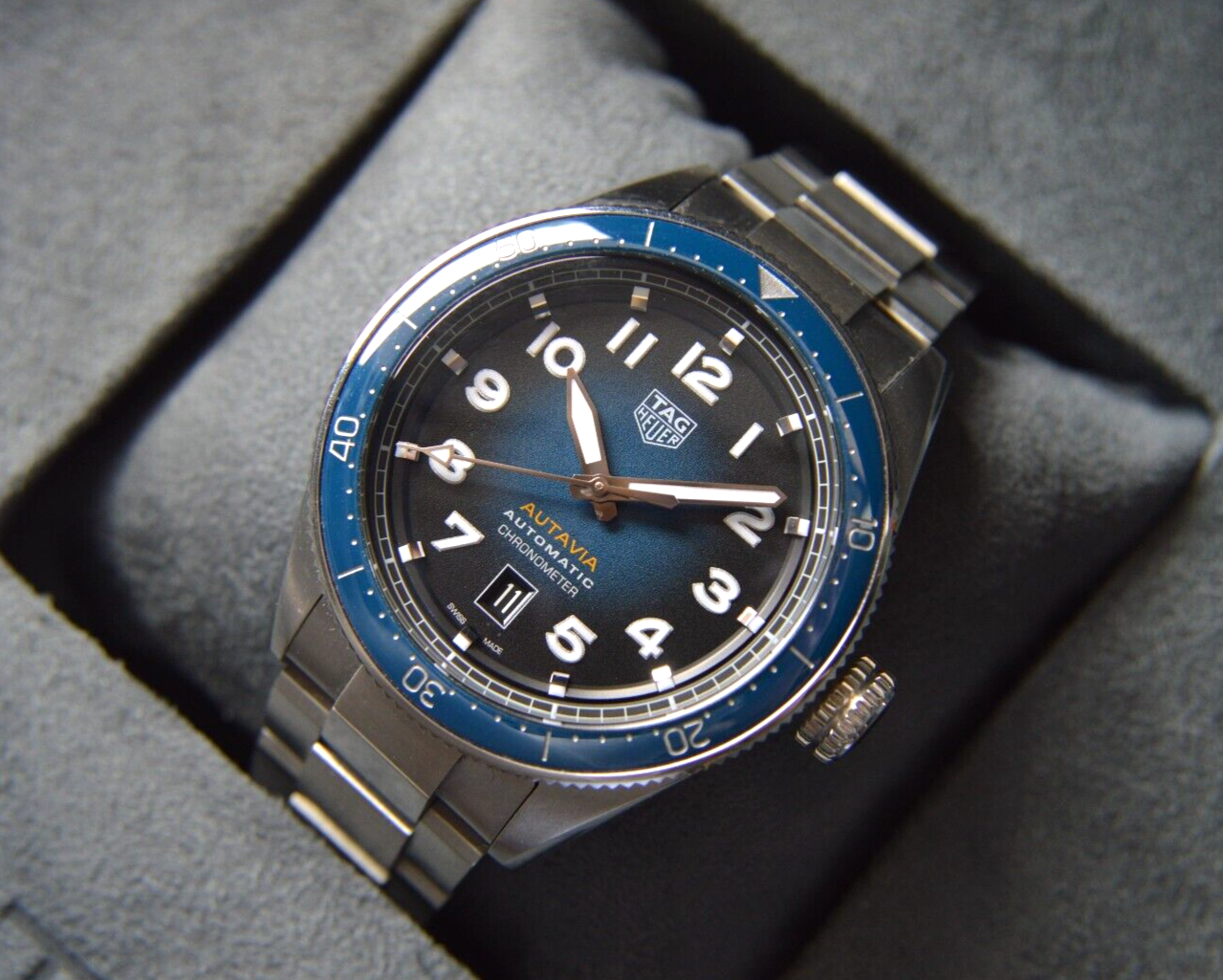 Tag Heuer Autavia Automatic Fullset 42mm Steel Blue Men's Dive Watch WBE5116
