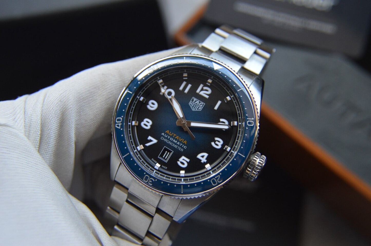Tag Heuer Autavia Automatic Fullset 42mm Steel Blue Men's Dive Watch WBE5116