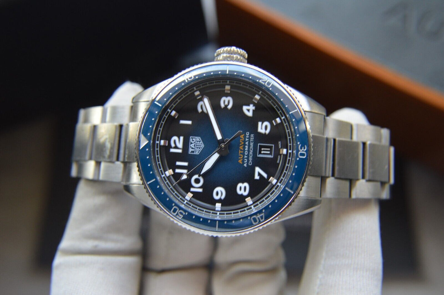 Tag Heuer Autavia Automatic Fullset 42mm Steel Blue Men's Dive Watch WBE5116