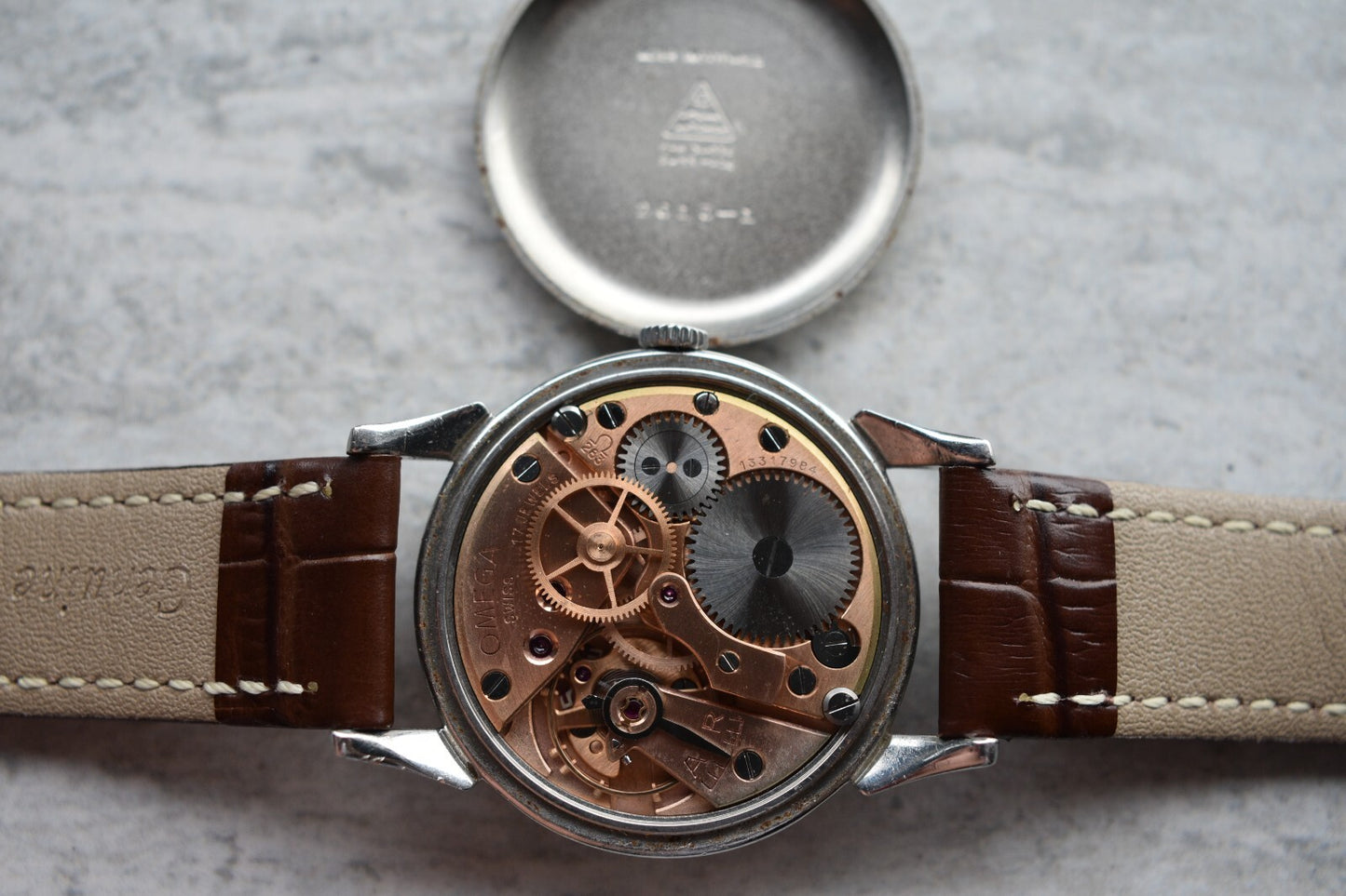 1952 Vintage Omega Mechanical Dress Watch Rare Dial Dog Leg Lugs