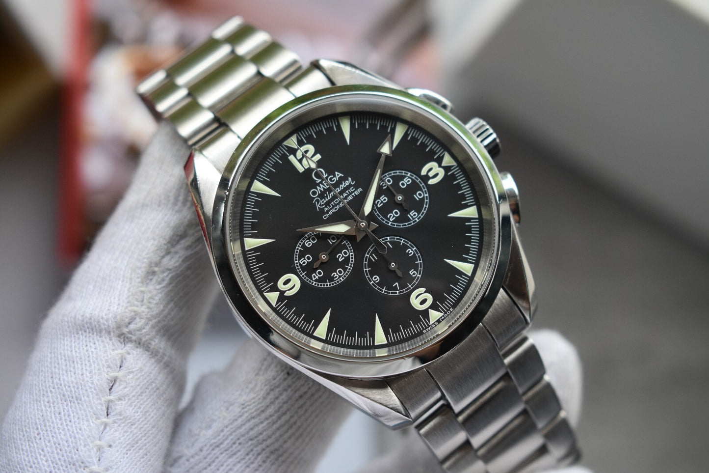 Omega Seamaster Railmaster Chronograph Automatic 42mm Aqua Terra Watch Boxed