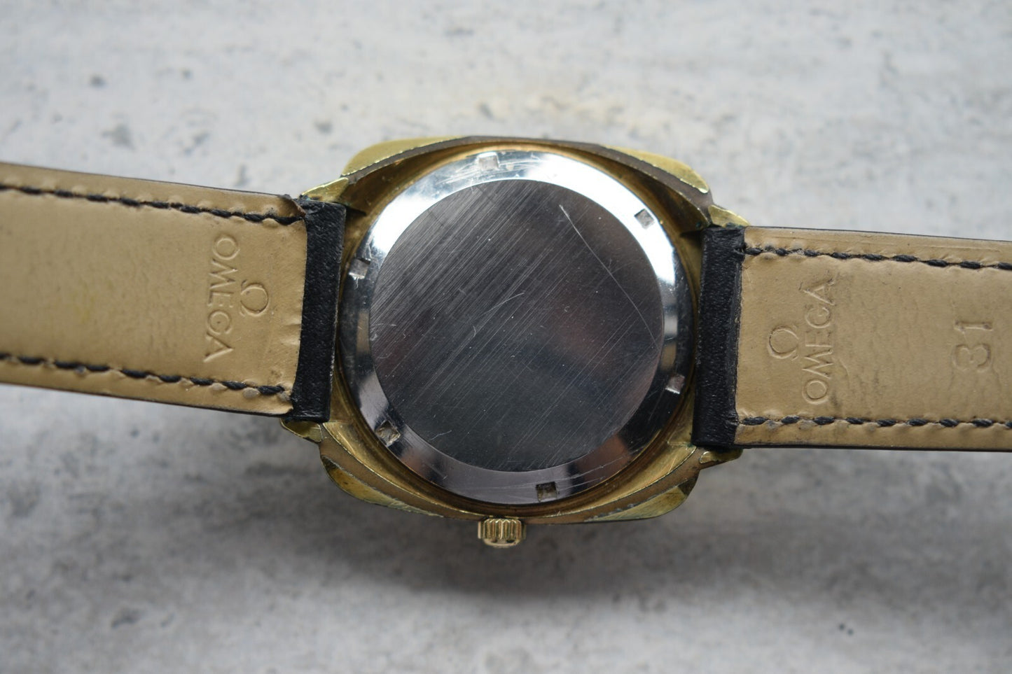 1973 Vintage Omega Gold Rare Men's Automatic Dress Watch Geneve Date Leather