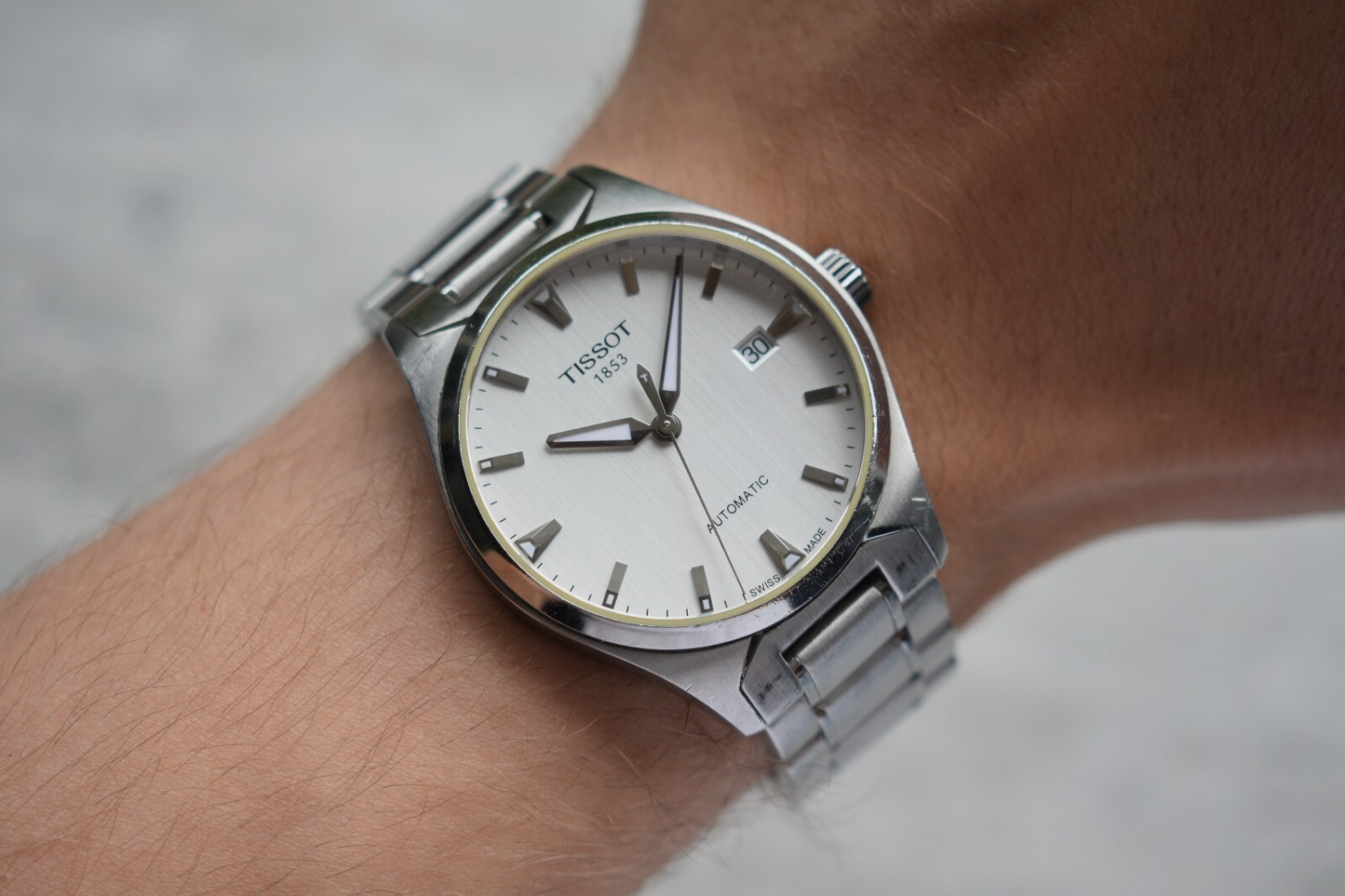 Tissot Grey Dial Automatic Men's Steel Bracelet Watch Display Caseback