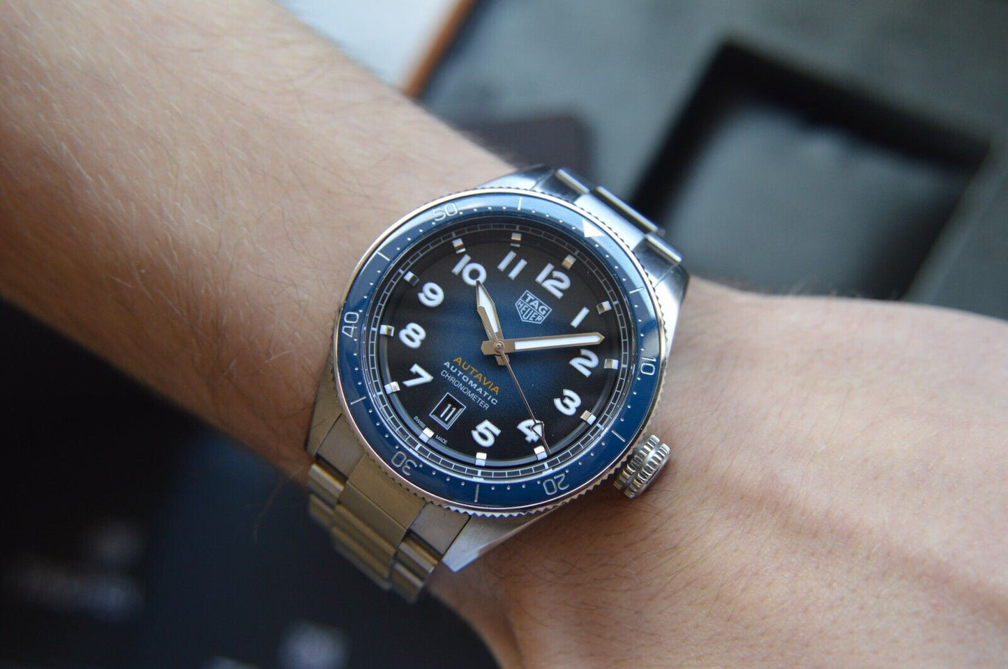 Tag Heuer Autavia Automatic Fullset 42mm Steel Blue Men's Dive Watch WBE5116