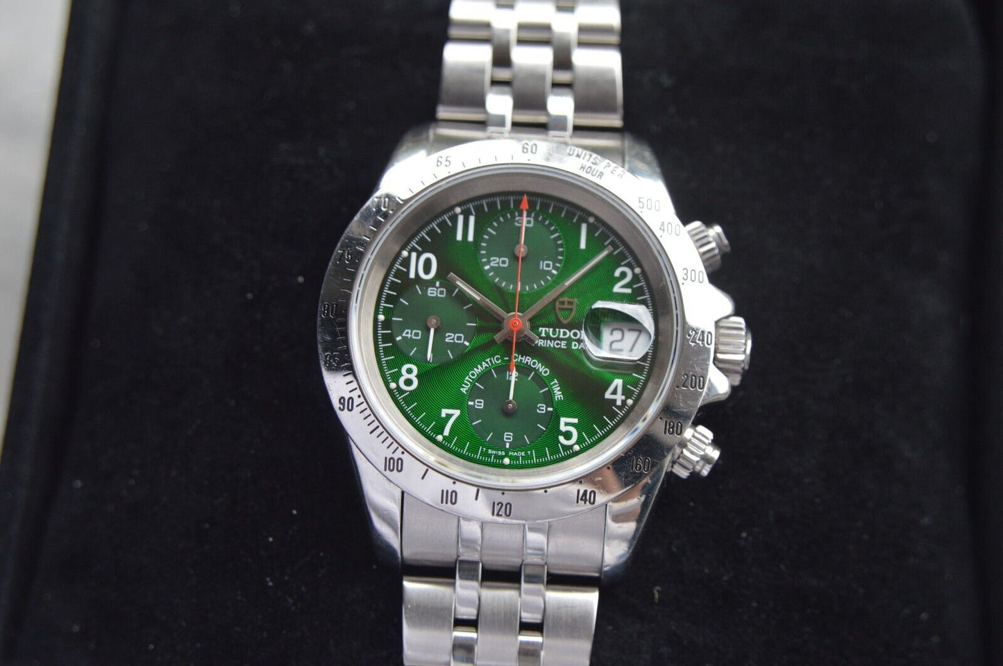 1997 Tudor Prince Date Automatic Chronograph Green Boxed Daytona Style  72980