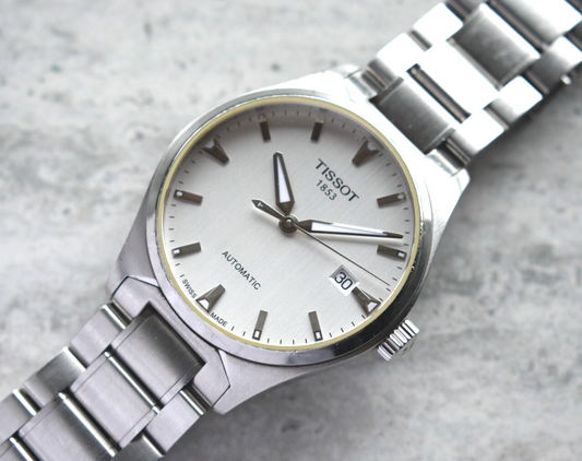 Tissot Grey Dial Automatic Men's Steel Bracelet Watch Display Caseback