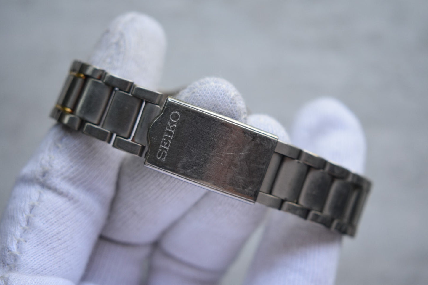 October 1990 Seiko Titanium Two Tone Day Date Men's Bracelet Rare Watch