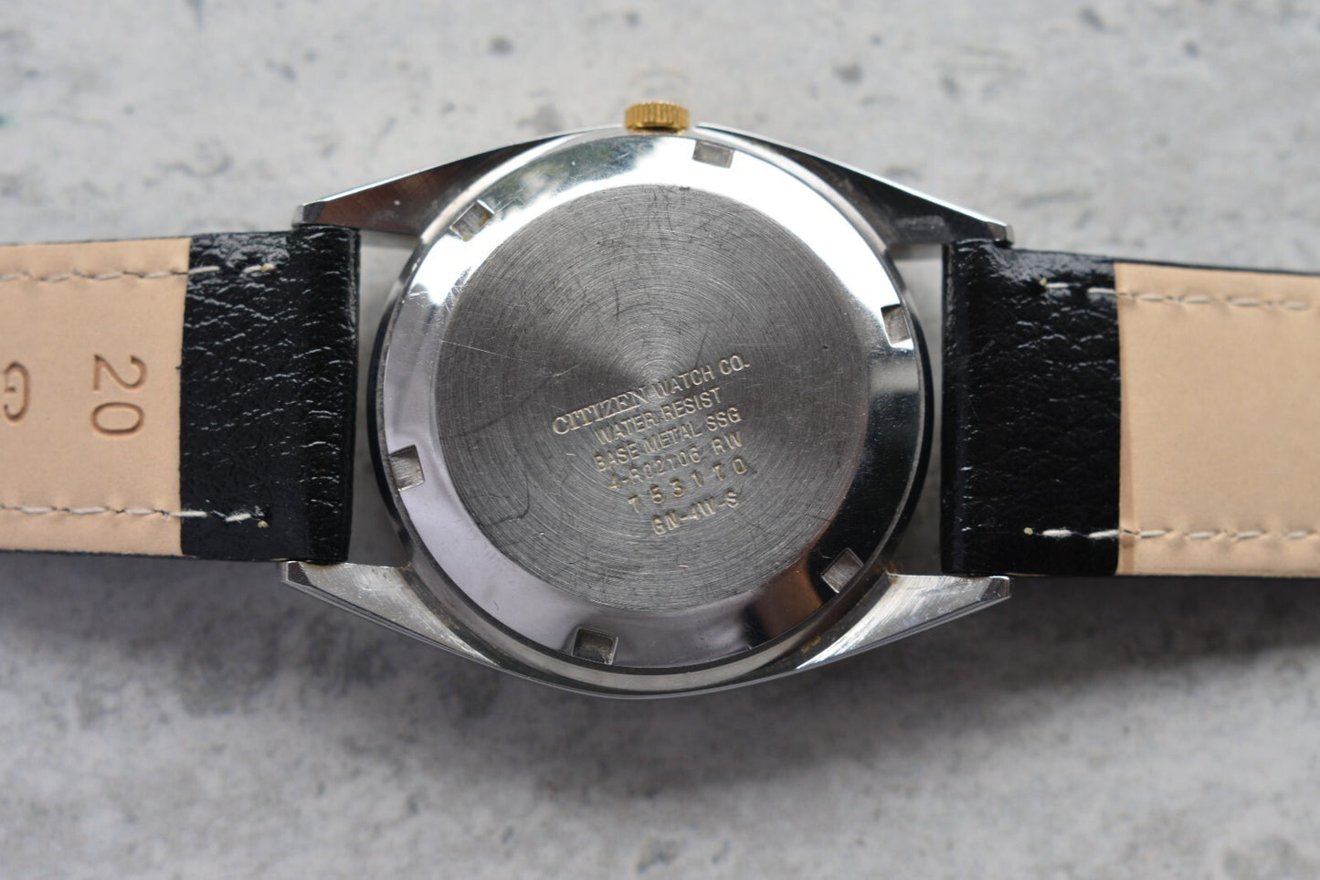 May 1997 Vintage Citizen Eagle 7 Automatic Men's Fluted Black Dial Leather Watch