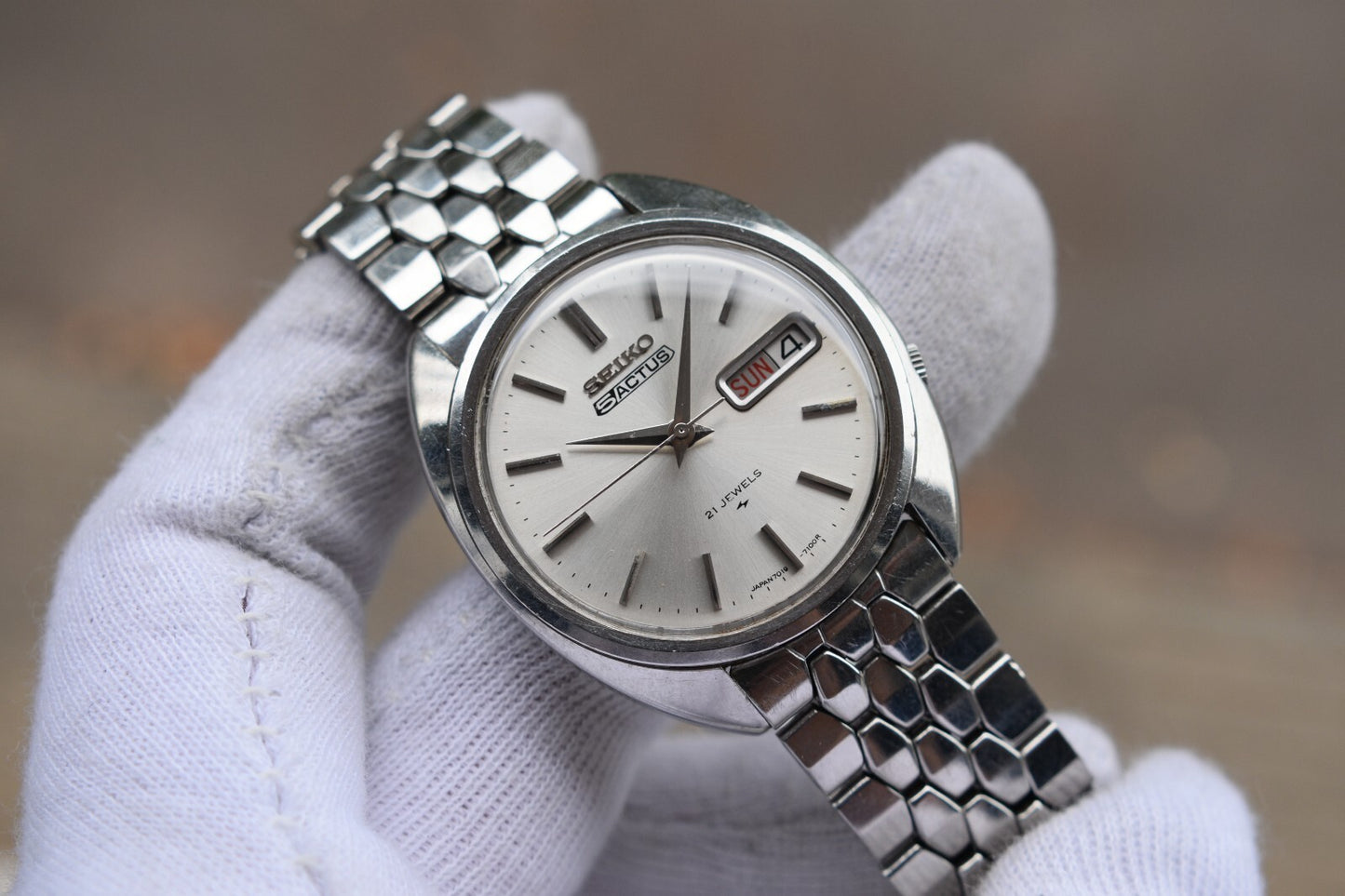 November 1970 Vintage Seiko Actus Kanji Automatic Bracelet Silver Sunburst Watch