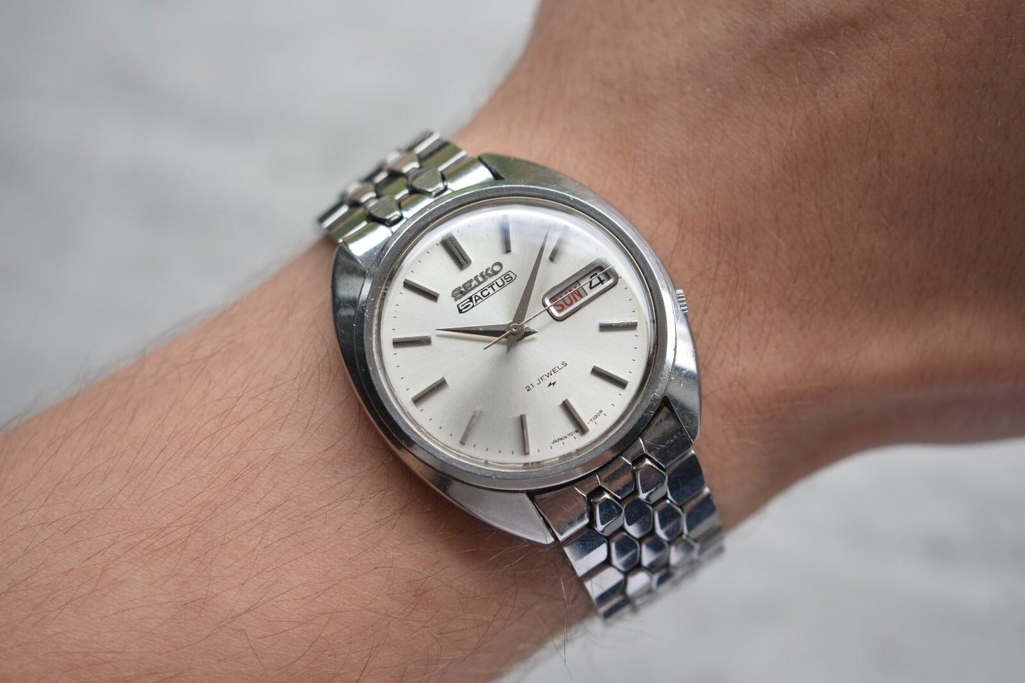 November 1970 Vintage Seiko Actus Kanji Automatic Bracelet Silver Sunburst Watch