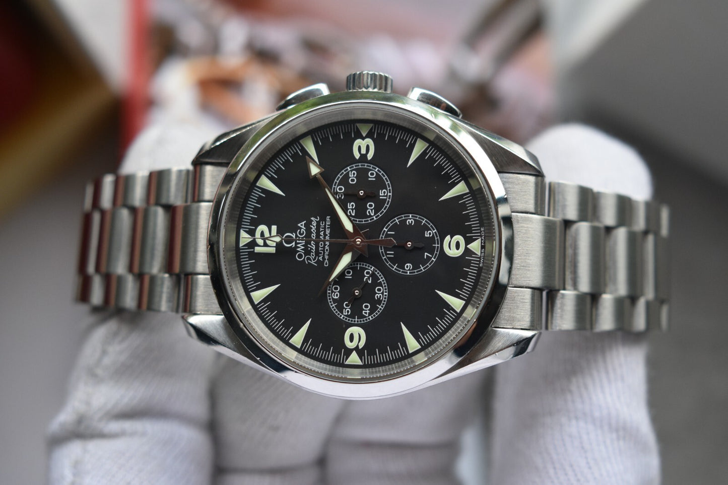 Omega Seamaster Railmaster Chronograph Automatic 42mm Aqua Terra Watch Boxed