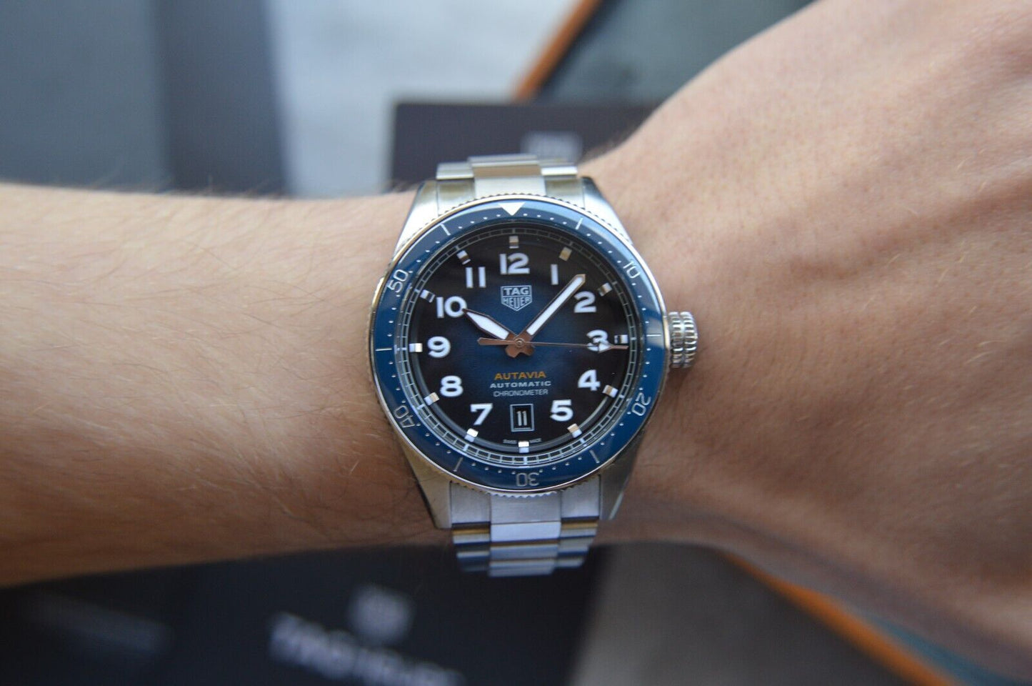 Tag Heuer Autavia Automatic Fullset 42mm Steel Blue Men's Dive Watch WBE5116