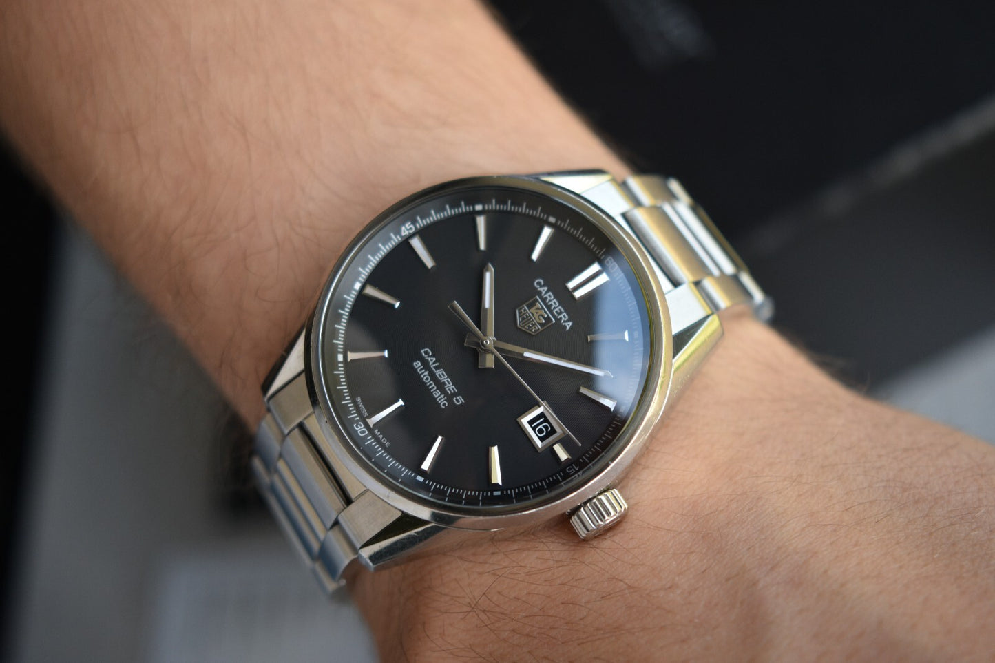 Tag Heuer Carrera Calibre 5 Men's Black Dial Automatic Bracelet Watch WAR211A