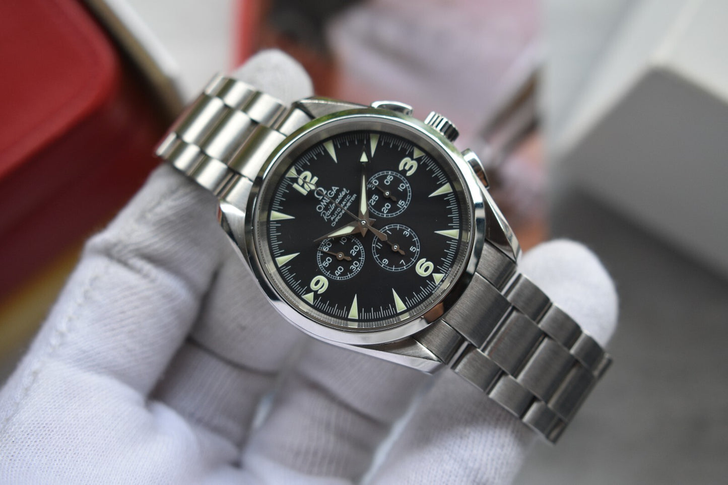 Omega Seamaster Railmaster Chronograph Automatic 42mm Aqua Terra Watch Boxed