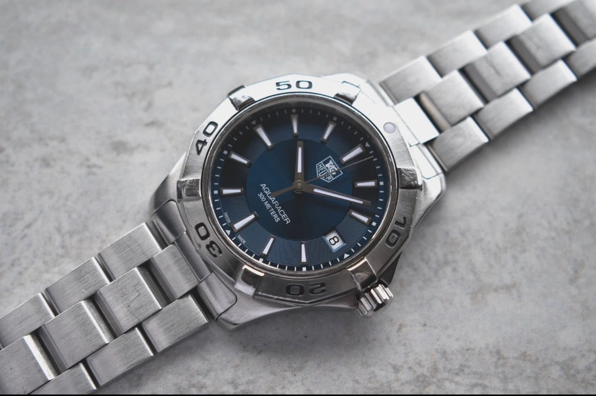 Tag Heuer Aquaracer WAP1112 Men's Watch 39mm Blue Dial 300M Steel Bracelet Date